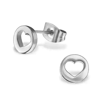 Aramat Jewels | Oorbellen | RVS Hartjes Oorbellen Diverse Kleuren - Dames & Kinderen Oorstekers | Zilverkleurig-7mm | | | Staal | Kinderen, Volwassenen | Verkleurd niet