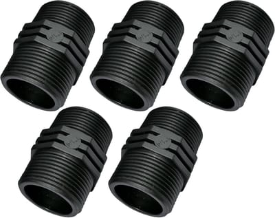Set van 5 Gelijke Nippels met Kunststof Schroefdraad - Dubbele Buitendraad 1 1/4"x1 1/4"