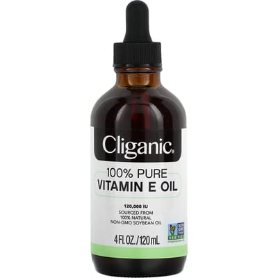 Cliganic, 100 % pure et naturelle, huile de vitamine E, 120 000 UI, 4 fl oz (120 ml) black