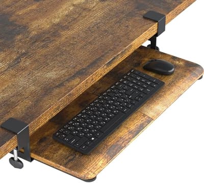 Uittrekbare Toetsenbordlade Onder Bureau - Ergonomisch en Ruimtebesparend, Vintage Bruin, 650 x 300mm