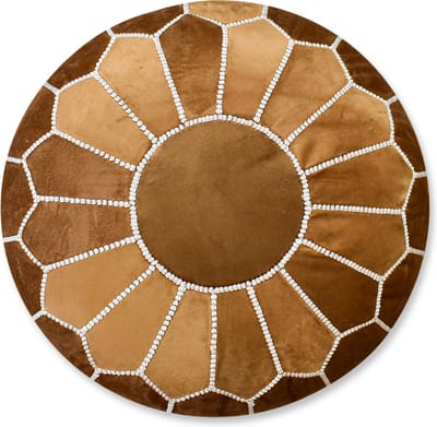 Velvet poef gold brown - Ronde poef - Fluwelen poef - Handgemaakt en uniek - Gevuld geleverd - Ideaal voor je woon-, slaap- of kinderkamer