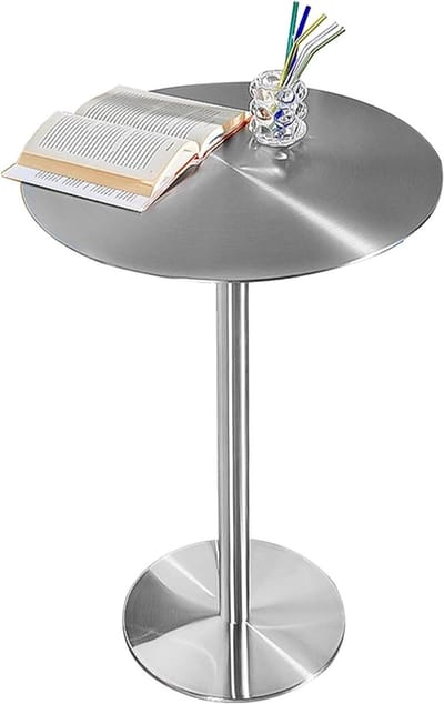 Roestvrijstalen Bartafel - Buiten Salontafel - Terras Genieten - Stabiele Ronde Bodem - 50x50x95 cm - Zilver