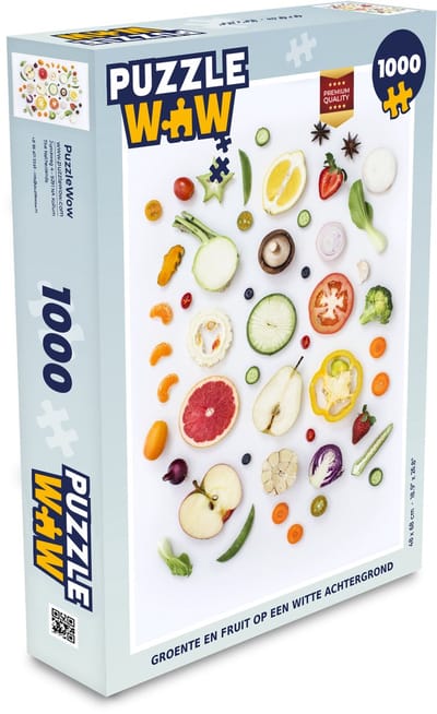 Puzzel Groente en fruit op een witte achtergrond - Legpuzzel - Puzzel 1000 stukjes volwassenen