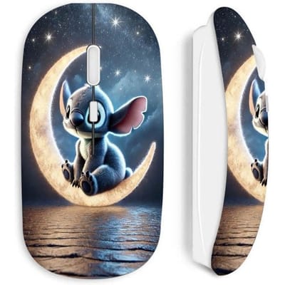 Souris sans fil - MANIACASE - Stitch lune nuit étoilée - Optique - Blanc - 70 g