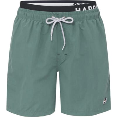 Happy Shorts Heren Zwemshort Dubbele Waistband Effen Kaki - Maat S
