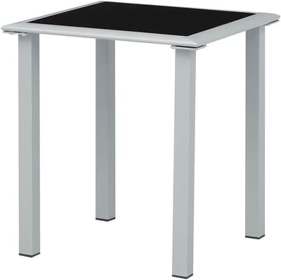 Tuintafel - Bijzettafel - Terras en tuin - Gehard glas blad - 41x41x45 cm - Zwart
