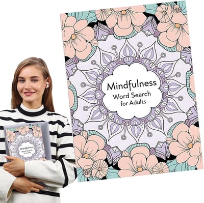 Woordzoekpuzzel - Puzzelboek - Hersenoefening - Draagbaar Entertainment - 21x28 cm - Mandala Bloem