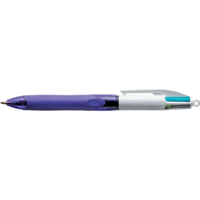 Balpen Bic 4kleuren grip fashion medium paars