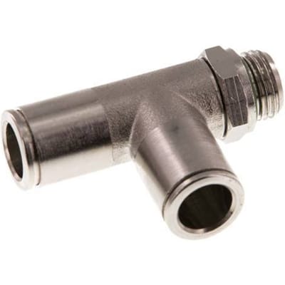 10mm x G1/4'' rechte hoek T-stuk Messing Insteekfitting Buitendraad Draaibaar FKM