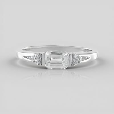 Cavill - 925 Sterling Zilveren Ring - Platina Geplateerd - 1,324 ct Achthoekige Zirkoon - Elegante Cambodjaanse Zirkonen 0,12 ct