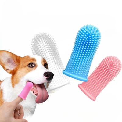 4 Stuks Dog Toothbrush - Tandenborstel Hond & Kat - Honden en katten tandenborstel - Finger toothbrush - Gebitsverzorging - Tandverzorging - Vingertandenborstel – tandenpoetsen - Multicolor - LOUZIR