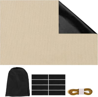 Draagbare verduisteringsgordijnen, 1 set 137 x 95 cm polyester thermische raamgordijnen 100% schaduwsnelheid voor zolder woonkamer slaapkamer, crèmekleurig