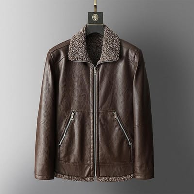 Nieuwe Europese en Amerikaanse leren motorkleding in hiphopstijl met bontkraag en revers, veelzijdige Koreaanse versie, slanke PU-leren jas XXXXL black