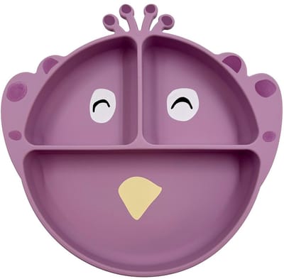 Trixie | Siliconen bord met vakjes en zuignap - Mrs. Peacock - Gedeeld siliconen bord - Voor baby's vanaf 4 maanden - Vaatwasserbestendig