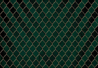 Fotobehang Verre Oosten XXL – Marokaanse Klaver Goud - 368 x 254 cm – groen-goud