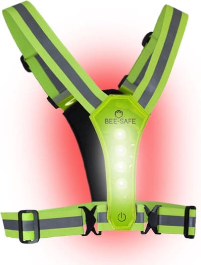 Led Harness Batterijen | BEE SAFE lime | hardloop verlichting | hardloopvest met verlichting