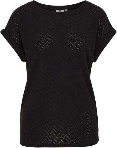 WE Fashion Dames T-shirt met open structuur