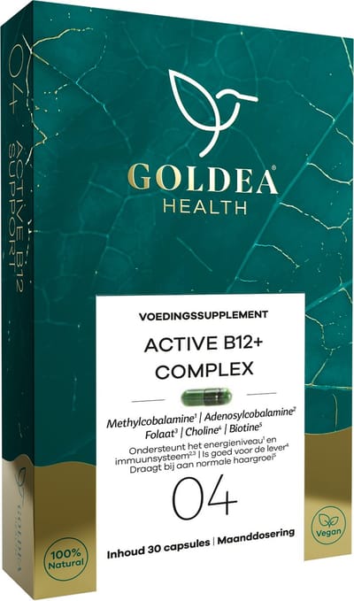 Goldea Health Vitamine B12+ Complex - Vegan Voedingssupplement - Methylcobalamine & Adenosylcobalamine - Met Biotine, Choline & B11 - 1000 mcg - 30 capsules