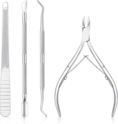 Professionele Set voor Nagelverzorging met RVS Cuticle Remover, Pincet en Sliders voor Perfecte Nagels