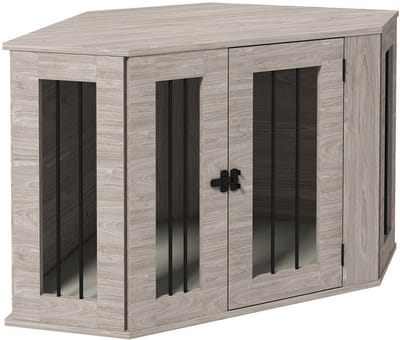 Merax Hondenbench Walnoot 104x55x63 cm Met Kussen Voor Middelgrote Hond Binnenbench Stijlvol Hondenmeubel Met Riegel
