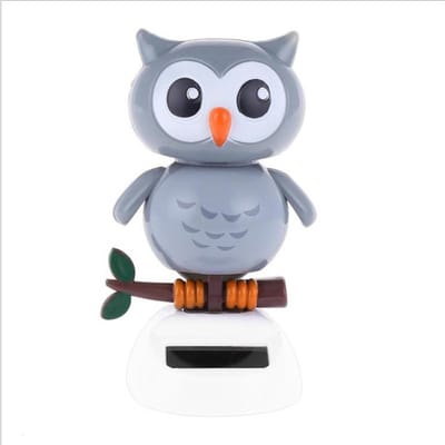 Figurines de bureau mignonnes, adorable jouet oscillant à énergie solaire, style hibou, ornement dansant, décoration de voiture, de bureau, animal dansant, cadeau d'anniversaire gray
