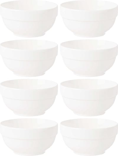 Vivalto Kommetjes/serveer schaaltjes - 8x - Kendai - porselein - D13 x H6.5 cm - ivoor wit - Stapelbaar
