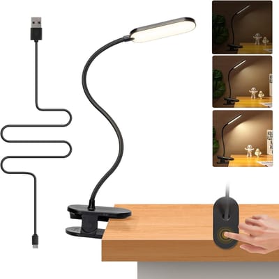 Quvo® Bureaulamp - Bureaulamp LED - Bureaulamp Met Klem - Dimmable LED Desk Lamp - Desk Lamps - Zwart - 13cm x 6cm x 46cm