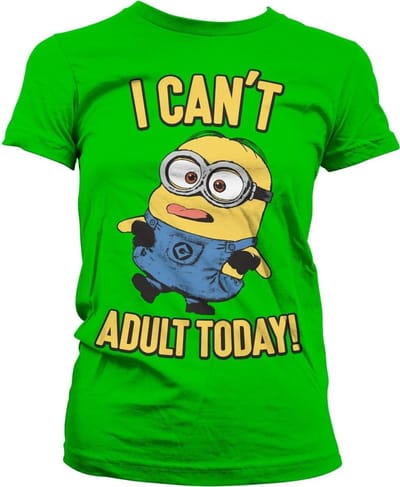 Minions I Can't Adult Today Girly T-shirt voor dames, groen