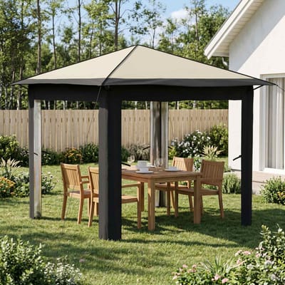 vidaXL - Tuinpaviljoen - zonder - Zijwand - 2,6 - x - 2,6 - m - Crème - en - Antraciet