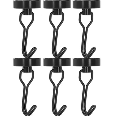 6 Stuks Zwenkbare Magnetische Haak Set Geen Boren Nodig Decoratief Mooi Uitziend 180 graden Draaibare Haken 0‑15kg Zwart