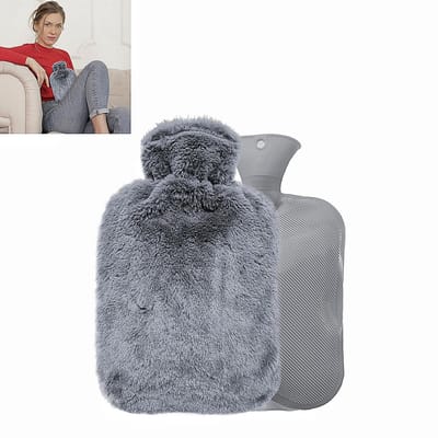 1L verdikte kruik - ultrazachte buitenhoes is brandveilig en lekvrij - draagbare handwarmer - dubbeldoel warm en koud lichaamswarmer - 24*14*5cm - geschikt voor dagelijkse hand-, voet- en lichaamswarmende verzorging - grijs