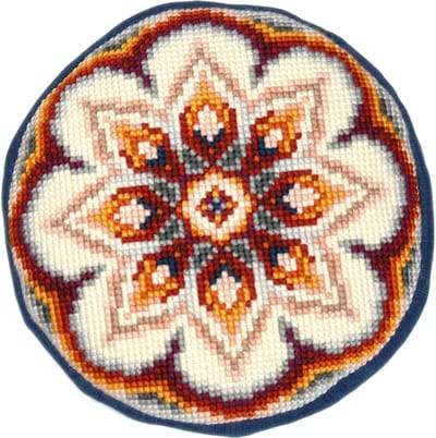Vervaco - Rond jeans kruissteekkussen kit - Geometrische bloem - PN-0144831 - Borduren - Borduurpakket - Borduurpakket volwassenen - Borduurpakket kind