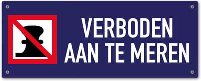Verboden aan te meren - steiger bordje - boot - schroeven - blauw - 28 x 11 cm - tekstbord - verbodsbord