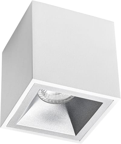 Opbouwspot GU10 - Pragmi Cliron Pro - Opbouw Vierkant - Mat Wit/Zilver - Aluminium - Verdiept - 90mm