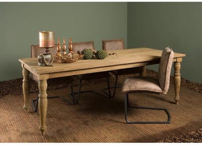 Tower Living Bologna Eettafel Teakhout – Klassieke Poten – Grey Wash – 180x90 cm