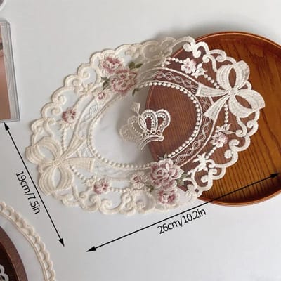 Set de table style nordique Broderie de dentelle Nappe Serviettes de table Décoration Tapis de bureau Décorations pour la maison Nappe As the picture