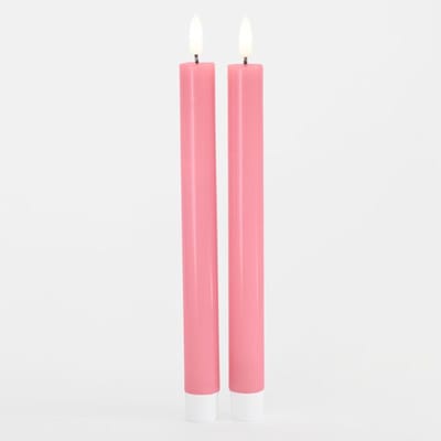 Sirius - LED-Dinerkaarsen 'Sille' (25cm hoog, Set van 2) - Old Rose - Roze