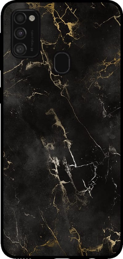 Smartphonica Telefoonhoesje voor Samsung Galaxy M21 met marmer opdruk - TPU backcover case marble design - Zwart geschikt voor Samsung Galaxy M21
