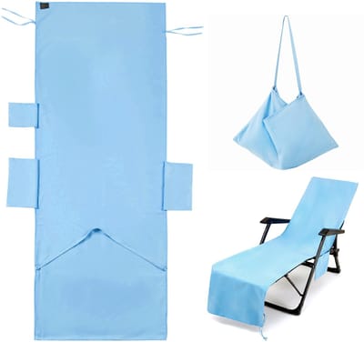 VHV - Strandstoelhoes - Ligstoelhoes - Handdoekhoes - Hoes met opbergvakken - Ligstoel handdoekhoes - Opvouwbare stoelhoes - Stoelhoes voor zwembad - Strandstoel organizer - Voor strand - Voor zwembad - Voor tuin