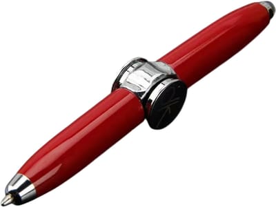 Multifunctionele Fidget Gyro Pen – LED Balpen, Draaiend Stressverminderend Speelgoed voor Kinderen en Volwassenen, Leuk Cadeau - Rood