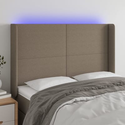 vidaXL - Hoofdbord - LED - 147x16x118/128 - cm - stof - taupe