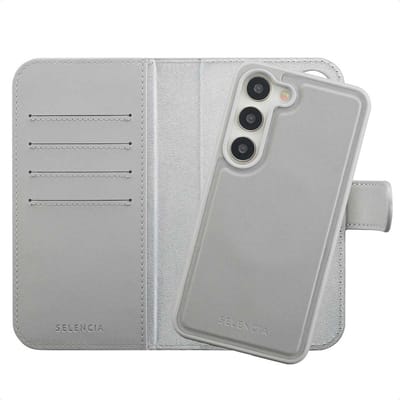 Selencia Hoesje - Geschikt voor Samsung Galaxy S23 - Olyn Uitneembare Bookcase met Magnetische Ring - Grijs