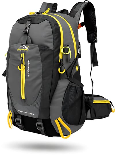 CarryQuest® - 40L Hiking Camping Rugzak - Lichtgewicht Nylon Backpack met Rugventilatie, Verstelbare Schouderbanden, Meerdere Vakken & Compact Outdoor Design - 52x33x20 cm - Grijs