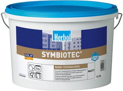 Herbol Symbiotec Matt - Krachtige gevelverf op basis van Nano komposit met bescherming tegen weersinvloeden - 12.50 L - RAL 9010 Pure White ( gebrokenwit)