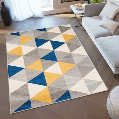 Tapiso Lazur Vloerkleed Grijs Geel Blauw Woonkamer Modern Tapijt Maat- 60x100
