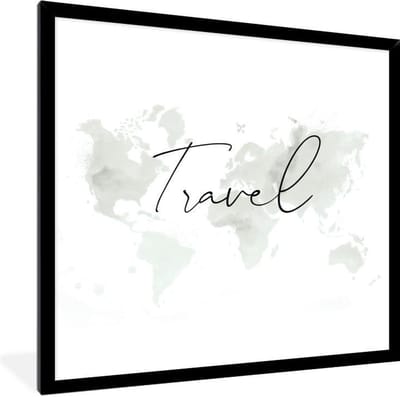 Poster in lijst - Fotolijst 40x40 cm - Posters - Wereldkaart - Quotes - Reizen - Posterlijst zwart - Decoratie - Wanddecoratie woonkamer - Muurdecoratie slaapkamer