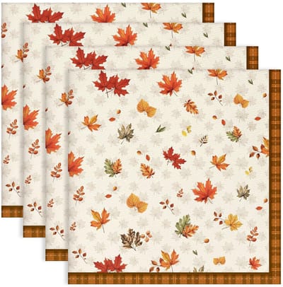 Dailygoods- Servetten 100% Katoen - Vintage Herfstblad - Wasbare Servetten - Set van 4 - 45,7 x 45,7 cm - Voor Diner/Feest - Dinerdoeken