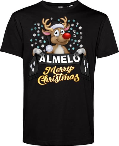 T-shirt Almelo | Foute Kersttrui Dames Heren | Kerstcadeau | Heracles Almelo supporter | Zwart | maat XS