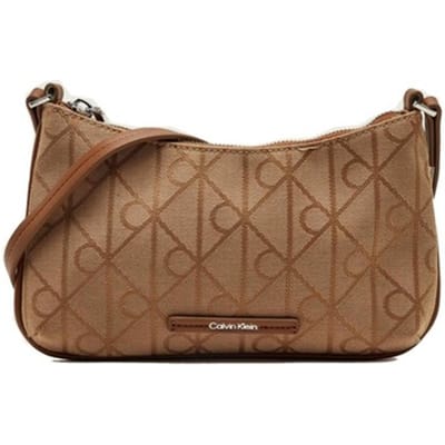 Calvin Klein Emblem All-over Print Jacquard Bag Cornstalk Maat: OS | Handtassen Outlet | Dames | Beige
