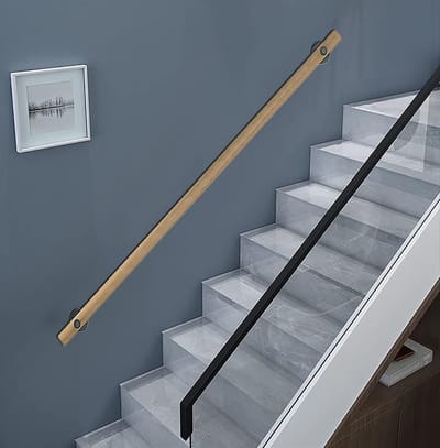 Houten Leuning - Veiligheidsbeugel - Trap Veiligheid - Scandinavische Stijl - 2.4 meter - Natuurlijk Hout